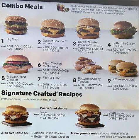 mcdonald's restaurant menu